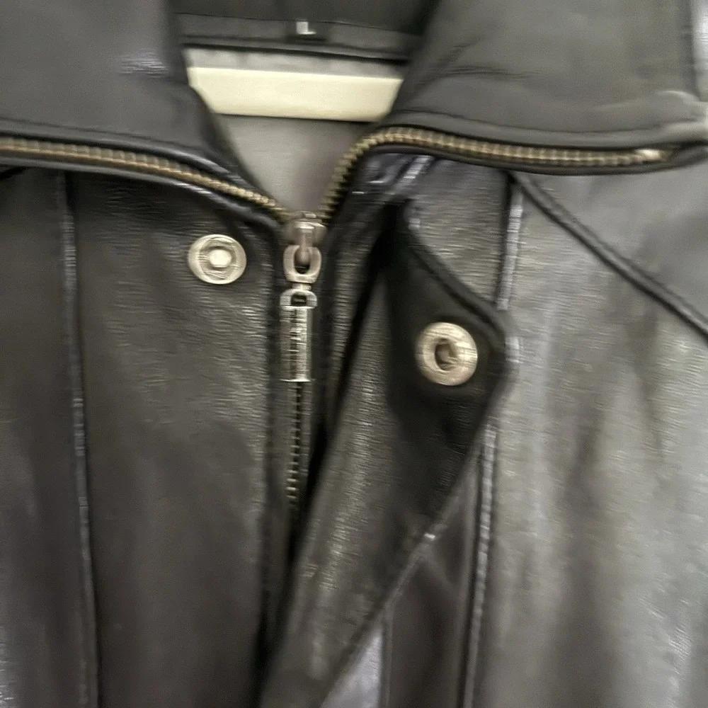 Vintage Collezione Black Leather Bomber Jacket Men's Size Large Full Zip EUC